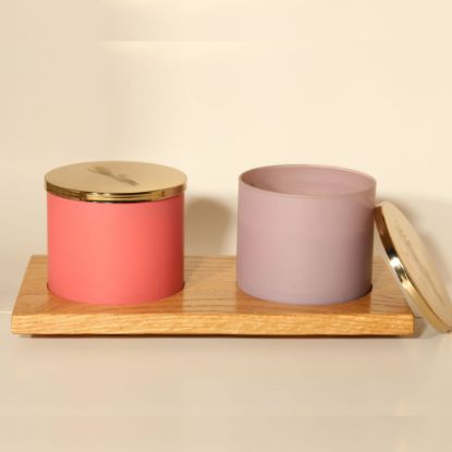Picture of Dual 3-Wick Candle Holder - Solid Oak